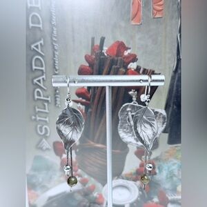 RESERVED Silpada Very Rare 🦄Sterling Silver Leaf w/Chain & LabradoriteEarrings